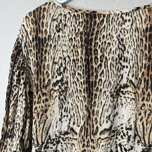 New Direction 100% Viscose Leopard Print Long Sleeve Blouse With Tassel - Picture 6 of 6